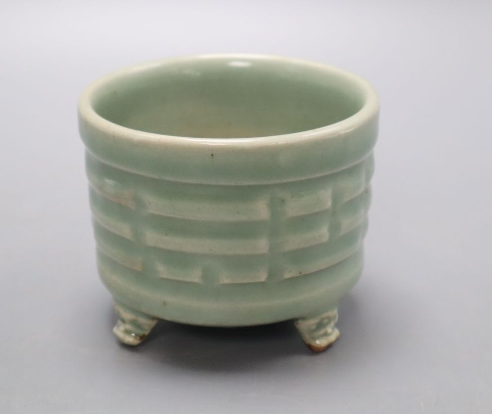 A Chinese celadon tripod censer, height 8cm